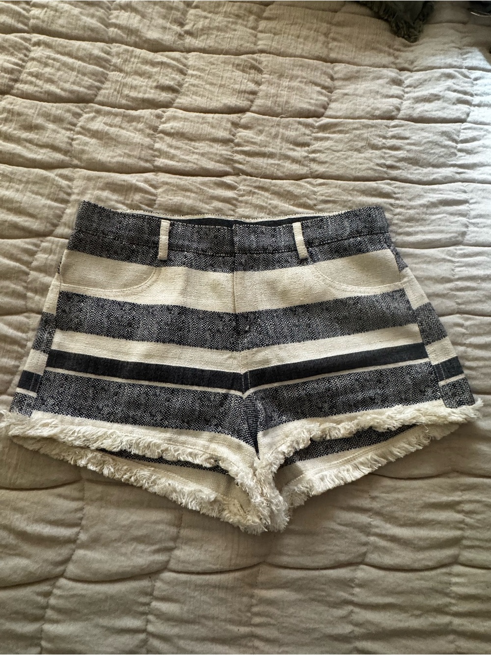 Twelfth Street Cynthia Vincent Striped Frayed Shorts Coastal Boho Size 4